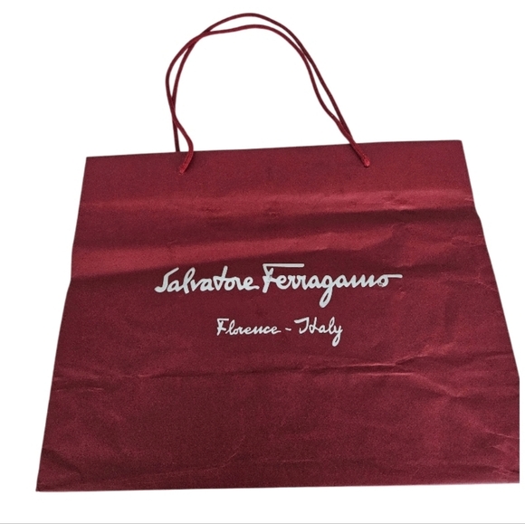 Salvatore Ferragamo Burgundy Tote Empty Paper Bag - Picture 2 of 4